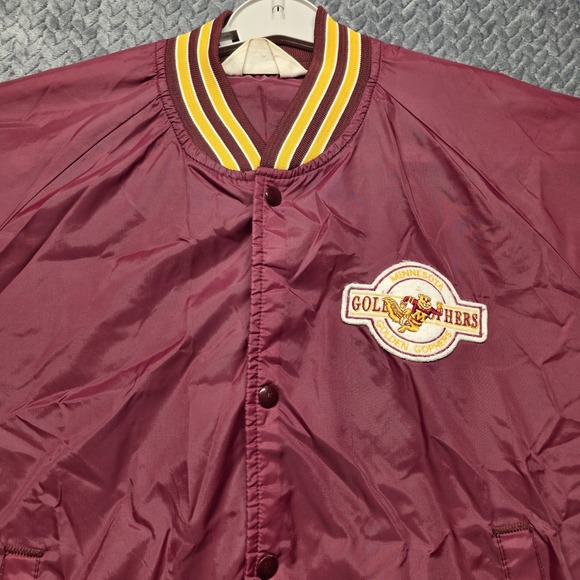 Vintage Chalk Line Minnesota Golden Gophers Jacket Men's XL Maroon Satin Bomber - Picture 2 of 12